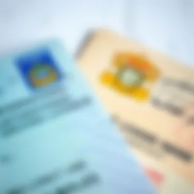 International and Local Driving Licences A close-up of an international driving licence alongside a UAE local driving licence