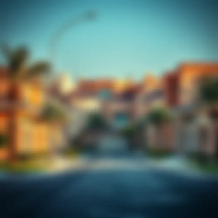 Dubai Residential Landscape A street view of a residential neighborhood in Dubai