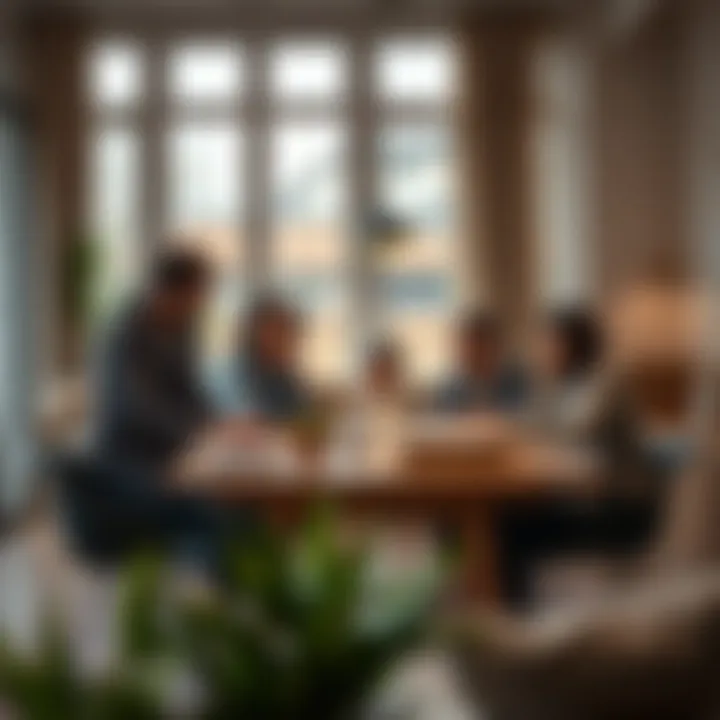 Strategizing the Move A family discussing moving logistics around a table