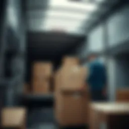 A professional mover carefully loading boxes into a truck