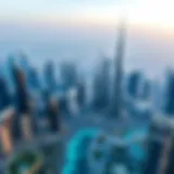 Dubai Skyline and Unispace Developments Aerial view of Dubai skyline showcasing Unispace developments