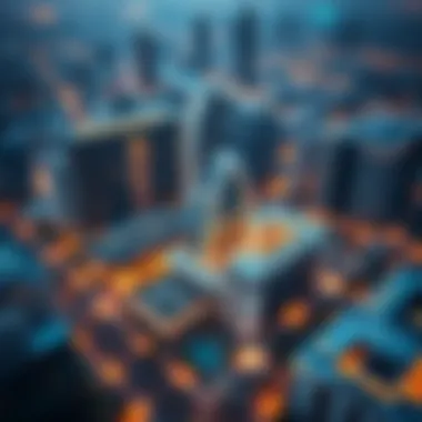 Aerial view of innovative commercial properties in Dubai