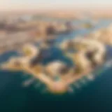 Aerial view of Yas Bay showcasing its waterfront and modern architecture