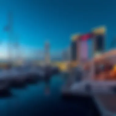 Marina at Yas Bay A bustling marina at Yas Bay featuring yachts and leisure activities